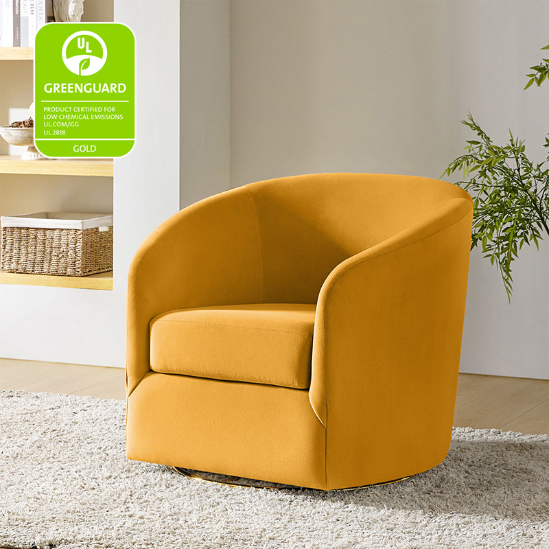 Emanuela Velvet Swivel Barrel Armchair - Modern Accent Chair for Living Room, Bedroom & Office - 360° Rotating Comfortable Lounge Chair with Soft Upholstery - Perfect for Reading, Relaxing & Home Decor