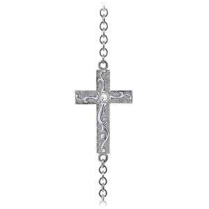 0.05 Carat 14K Solid White Gold Cross Bracelet with Natural Diamond - Elegant Religious Jewelry for Women, Perfect for Gifts, Church & Special Occasions