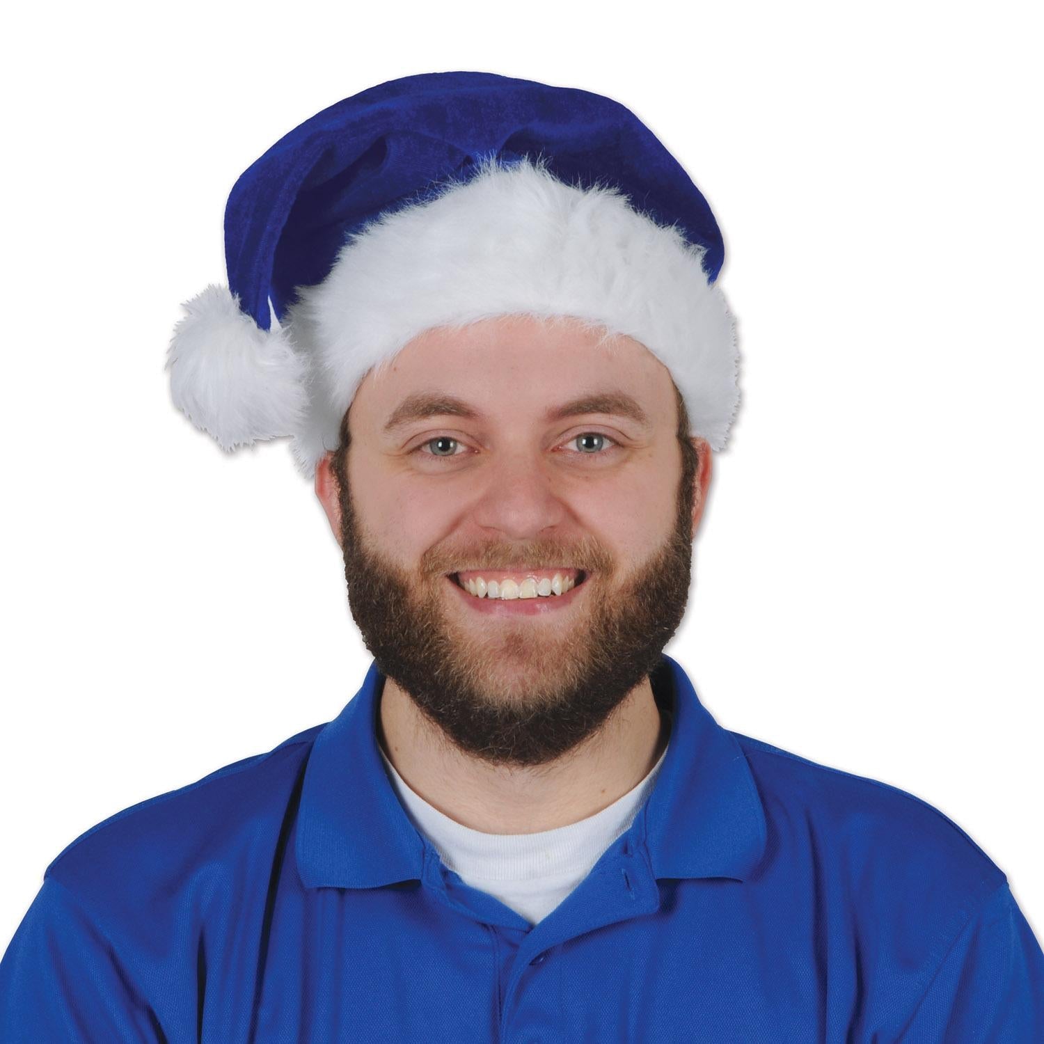 12 Pack Blue Santa Hats for Christmas - Festive Holiday Party Hats for Xmas Celebrations, Office Parties & Family Gatherings