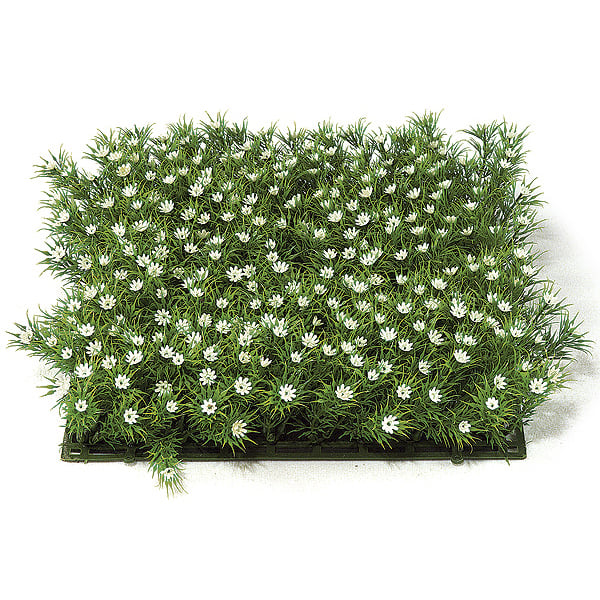 10x10x2.5 Inch White Artificial Grass & Gypsophila Flower Mat - Pack of 6 - Perfect for Wedding Decor, Home Centerpieces, and DIY Craft Projects