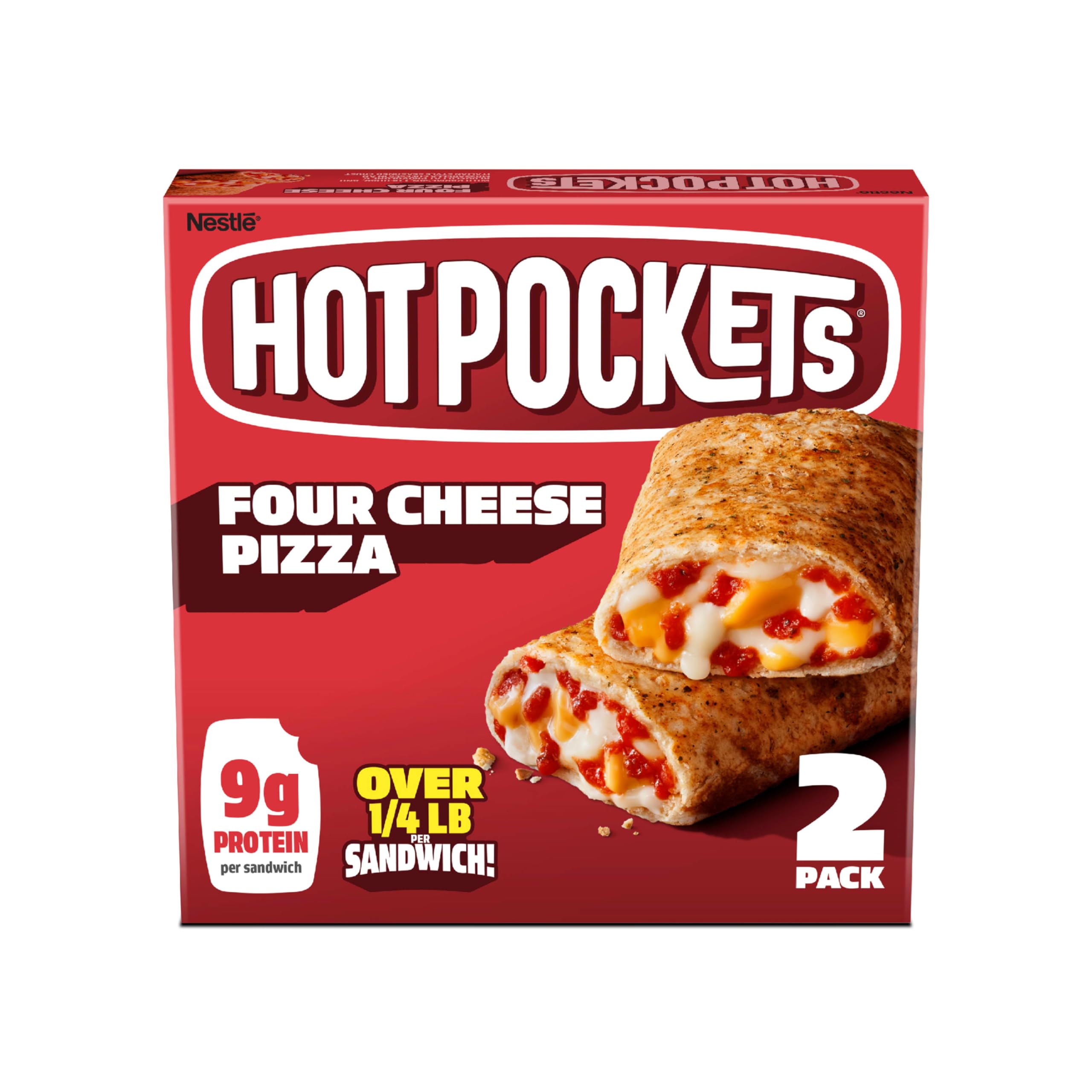 Hot Pockets Four Cheese Pizza Frozen Snacks in Garlic Buttery Crust - 2 Pack (8.5 oz Each) | Quick Microwaveable Meals for Lunch, Dinner or Late Night Snacking | Perfect for Busy Families, Students & Office Workers