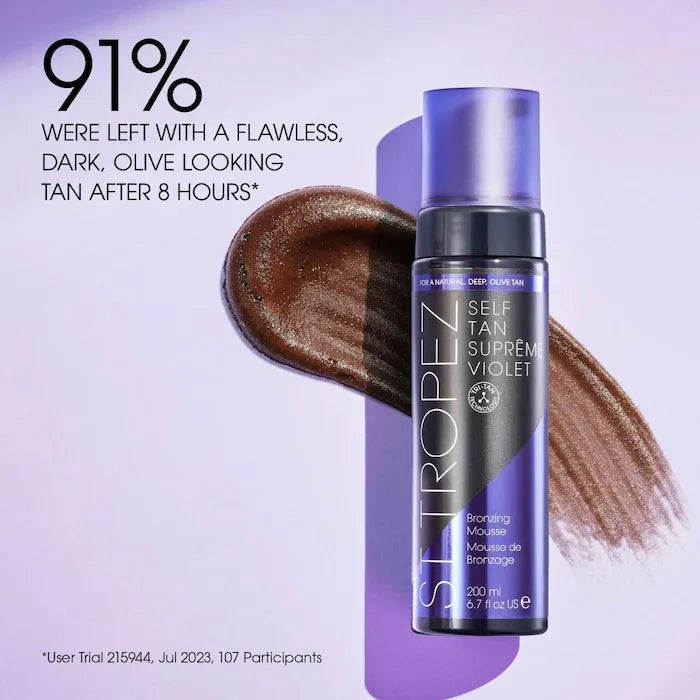 St. Tropez Supreme Violet Self Tanning Mousse - Autobronceador for a Natural, Sun-Kissed Glow | Perfect for Face & Body, Pre-Party Prep, and Year-Round Tan Maintenance