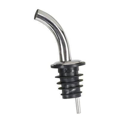 Winco Metal Pourer with Gooseneck Spout & Black Plastic Stopper - Perfect for Coffee, Tea, and Cocktail Making - Durable Kitchen & Bar Accessory