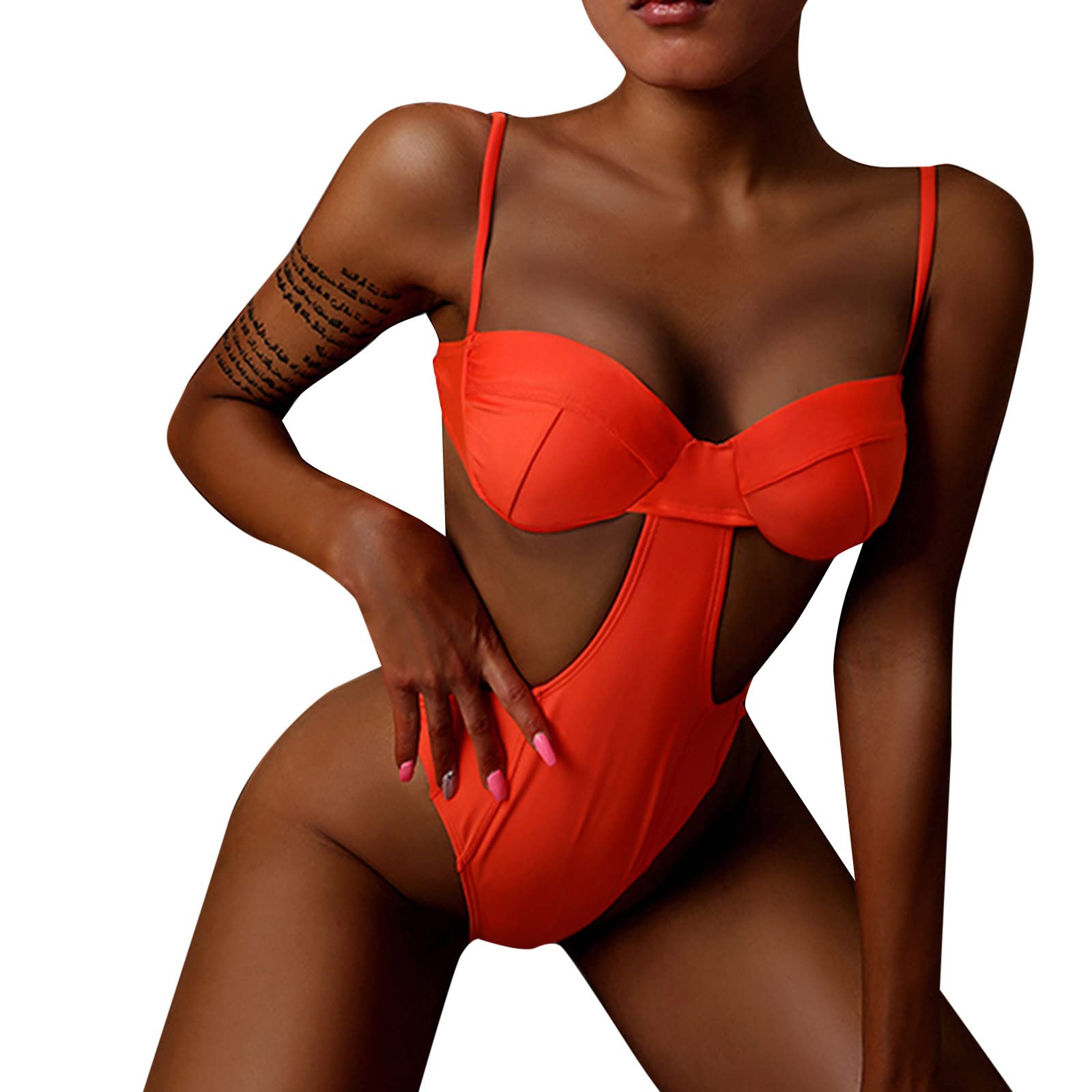 Sexy One-Piece Thong Swimsuits for Women - Floral Print Buckle Bathing Suit | Beachwear & Poolside Vacation Swimwear