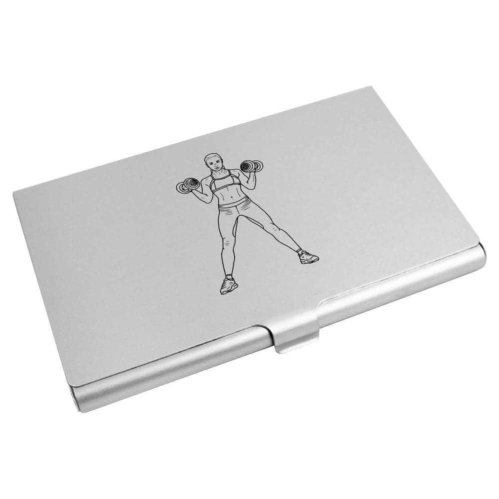 Azeeda 'Weight Lifter' Premium Metal Business Card Holder & Credit Card Wallet - Slim RFID Blocking Wallet for Professionals (CH00029572) - Perfect for Office, Meetings, and Networking Events