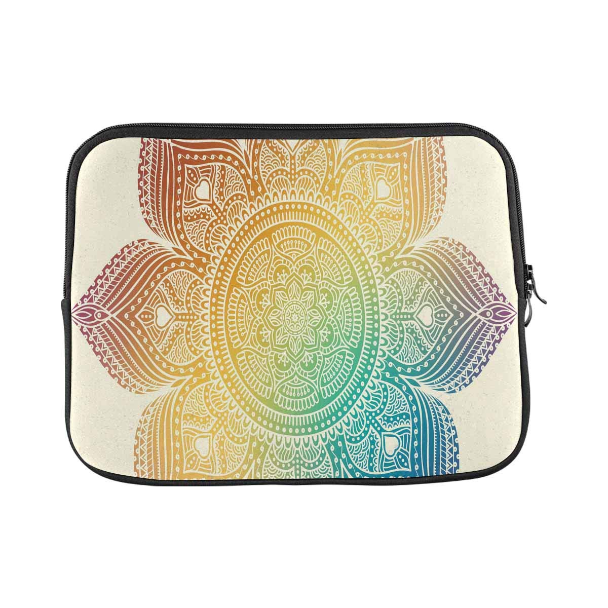 INTERESTPRINT 14 Inch Laptop Sleeve Bag - Rainbow Mandala Pattern Protective Case for MacBook, Notebook & Ultrabook - Perfect for Work, Travel & School