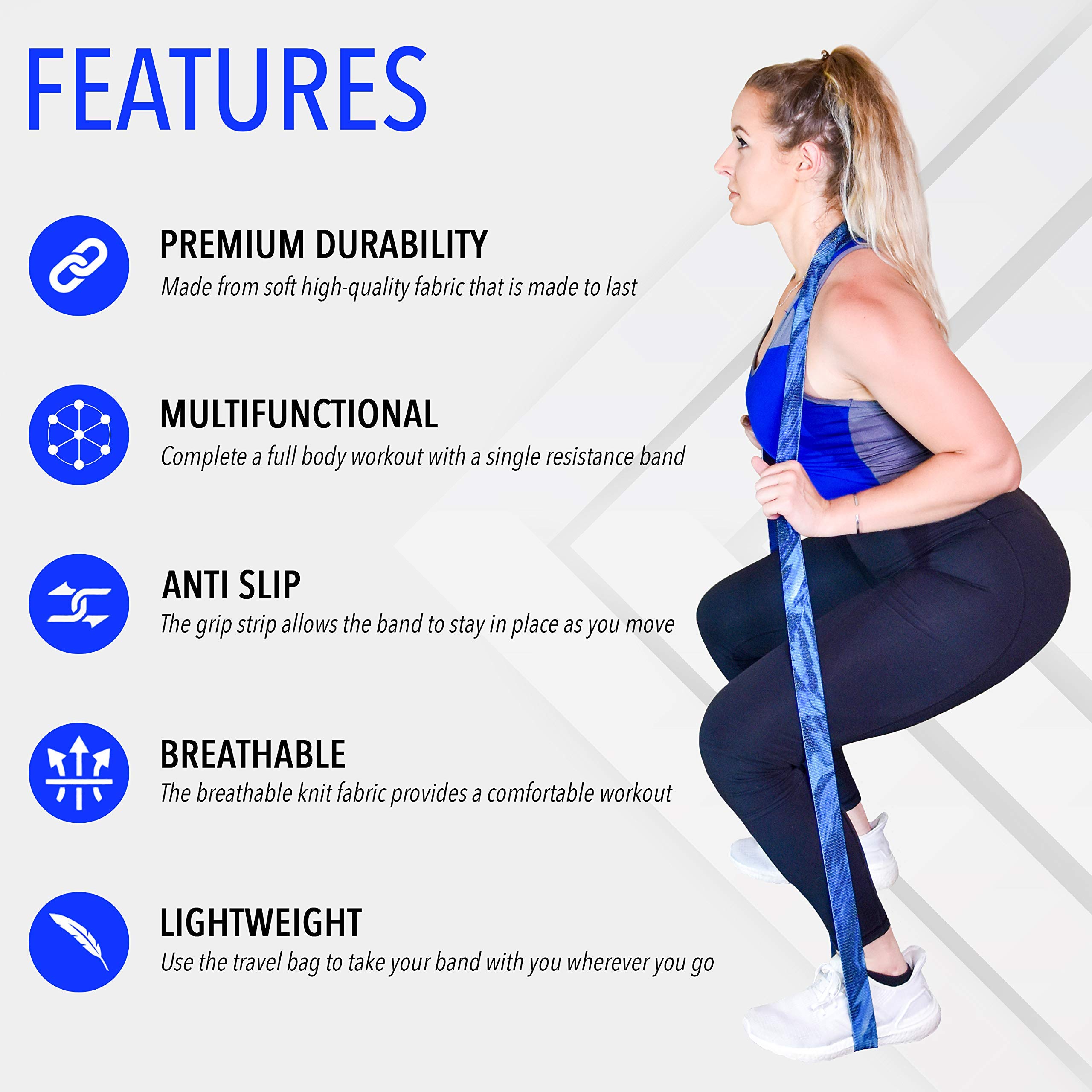 Vitality Flex Fitness Resistance Bands Set for Women - Long Fabric & Booty Bands for Glute & Hip Workouts - Non-Slip Heavy Duty Exercise Bands for Home Gym, Yoga, Pilates & Strength Training - Perfect for Leg Day, Butt Lifts & Full Body Toning