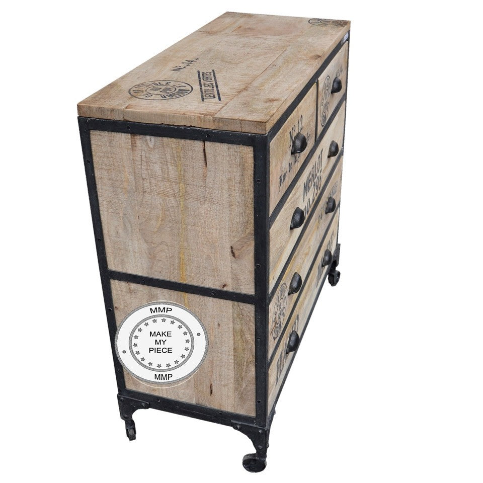 Earth Industrial Indian Solid Wood Chest of Drawers 95x40x95cm - Natural Wood Bedroom Dresser with 4 Drawers for Storage | Perfect for Bedroom, Living Room, and Office Organization