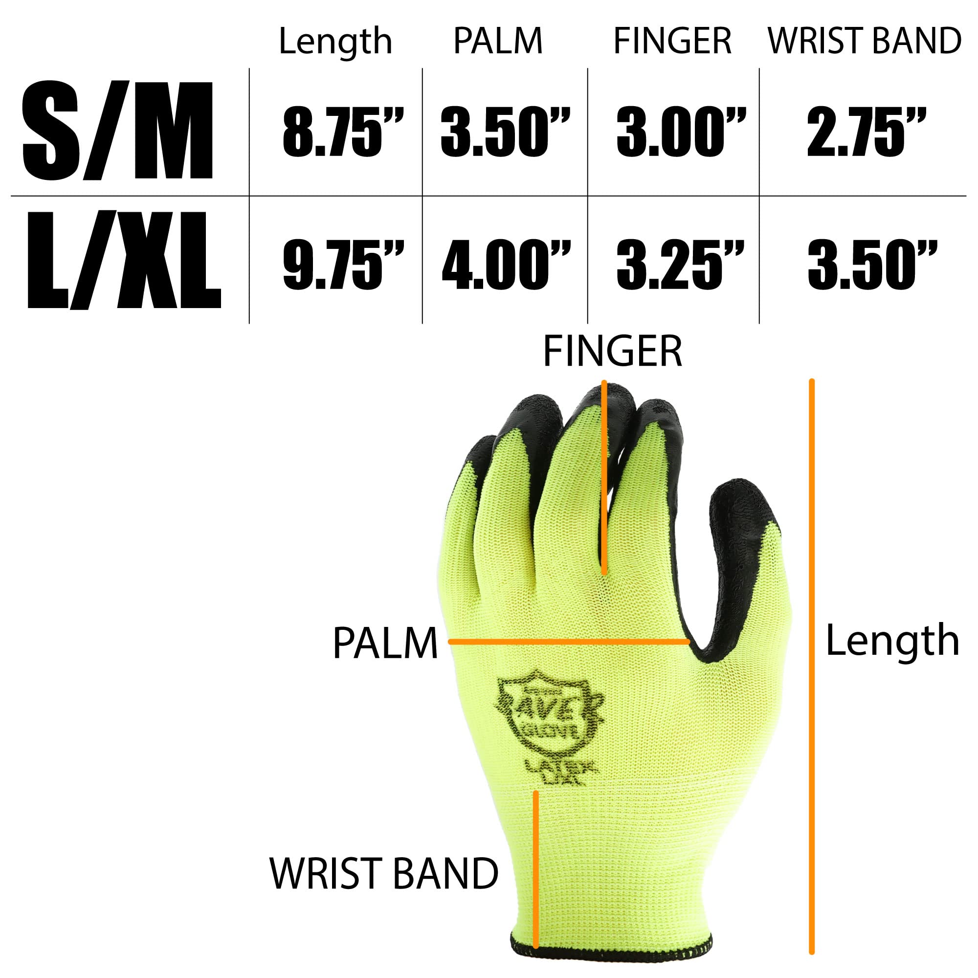 Heavy Duty SAVER Garden Gloves - High Visibility Latex Green Work & Gardening Gloves (10-Pack) - Durable Protection for Landscaping, Farming, and Outdoor Projects