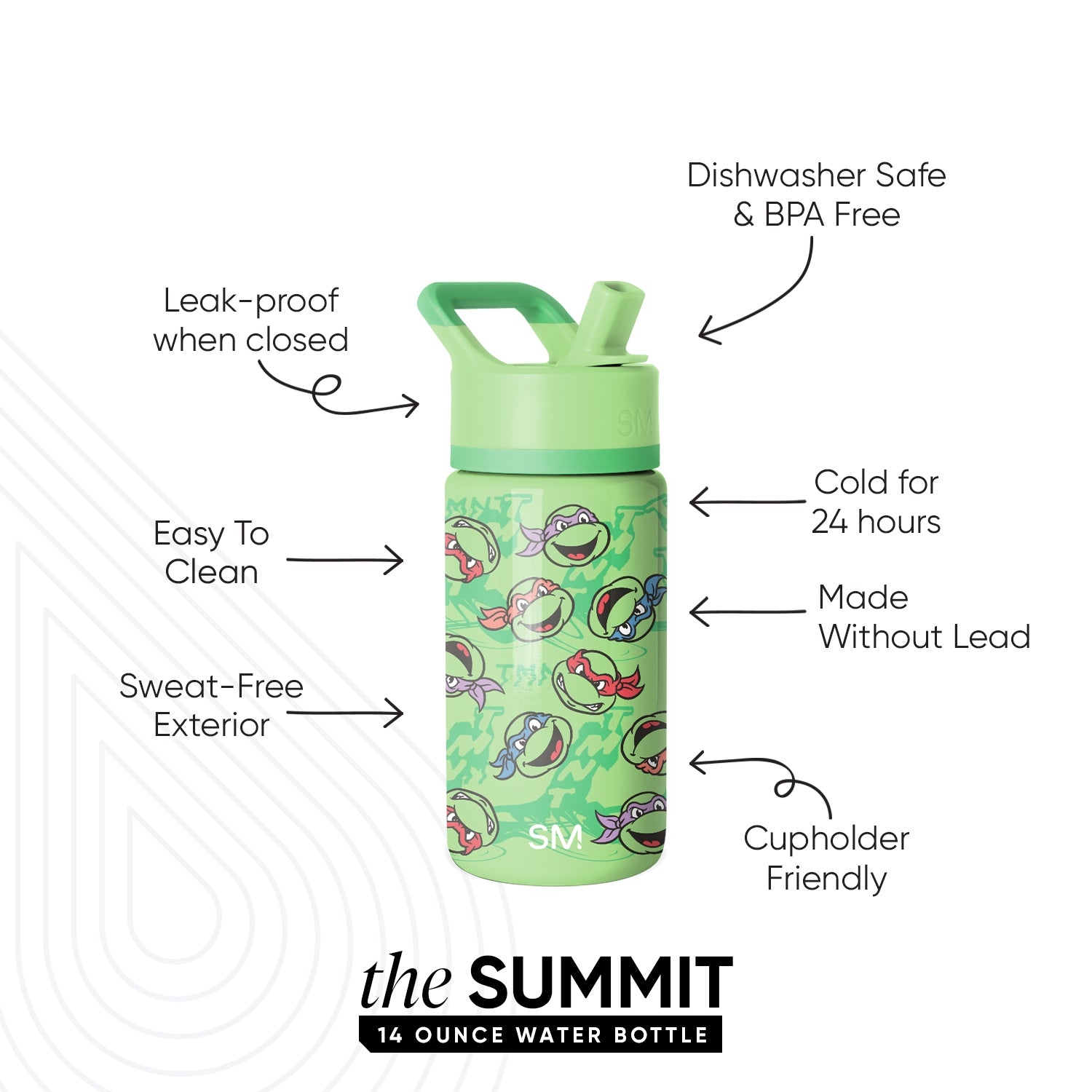 Summit Kids Water Bottle with Straw Lid - BPA Free, Leak Proof, Insulated Stainless Steel Bottle for School, Sports & Outdoor Activities