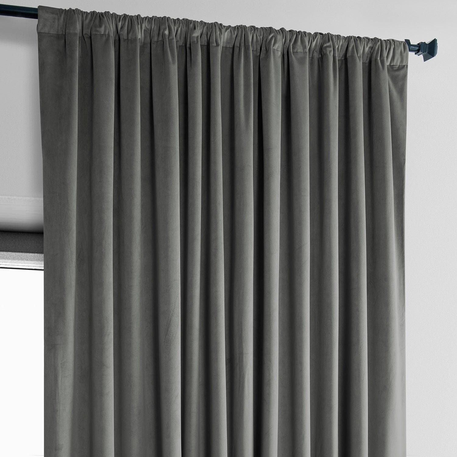 Destiny Grey Extra Wide Heritage Plush Velvet Blackout Curtains - Thermal Insulated Window Drapes for Bedroom, Living Room & Home Theater (54x84 inches)