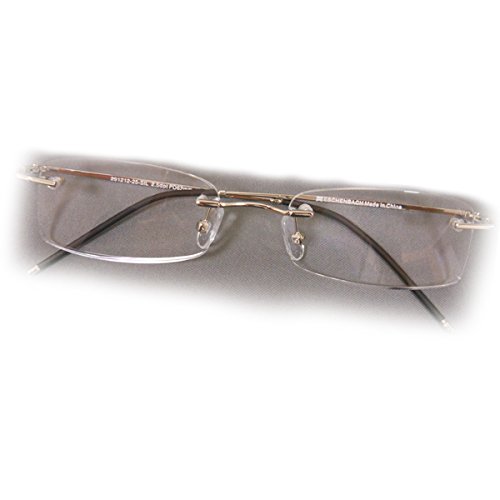 Eschenbach Silver Rectangle Rimless Reading Glasses +1.00 Diopter - Lightweight & Stylish for Reading, Office Work & Computer Use