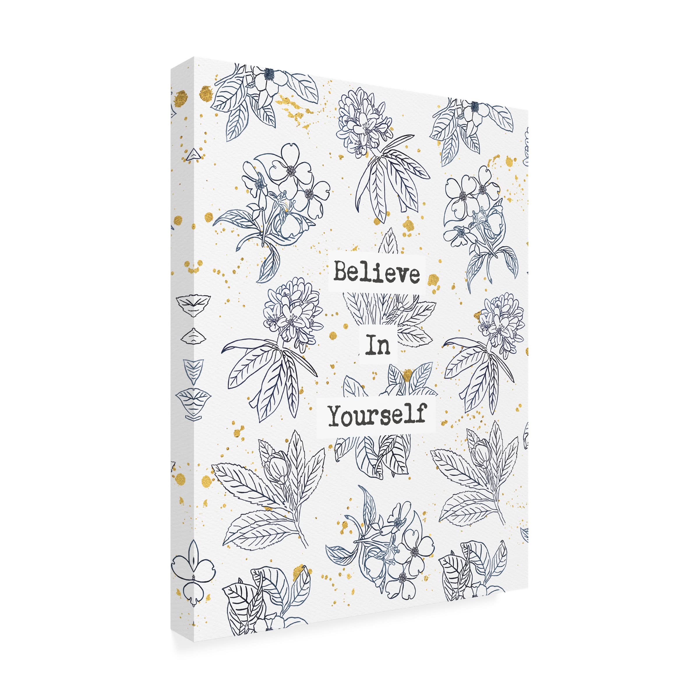 Trademark Fine Art 'Indigo Blooms Believe' Canvas Wall Art Print by Wild Apple Portfolio - 35x47 Inches, Modern Home Decor for Living Room, Bedroom & Office