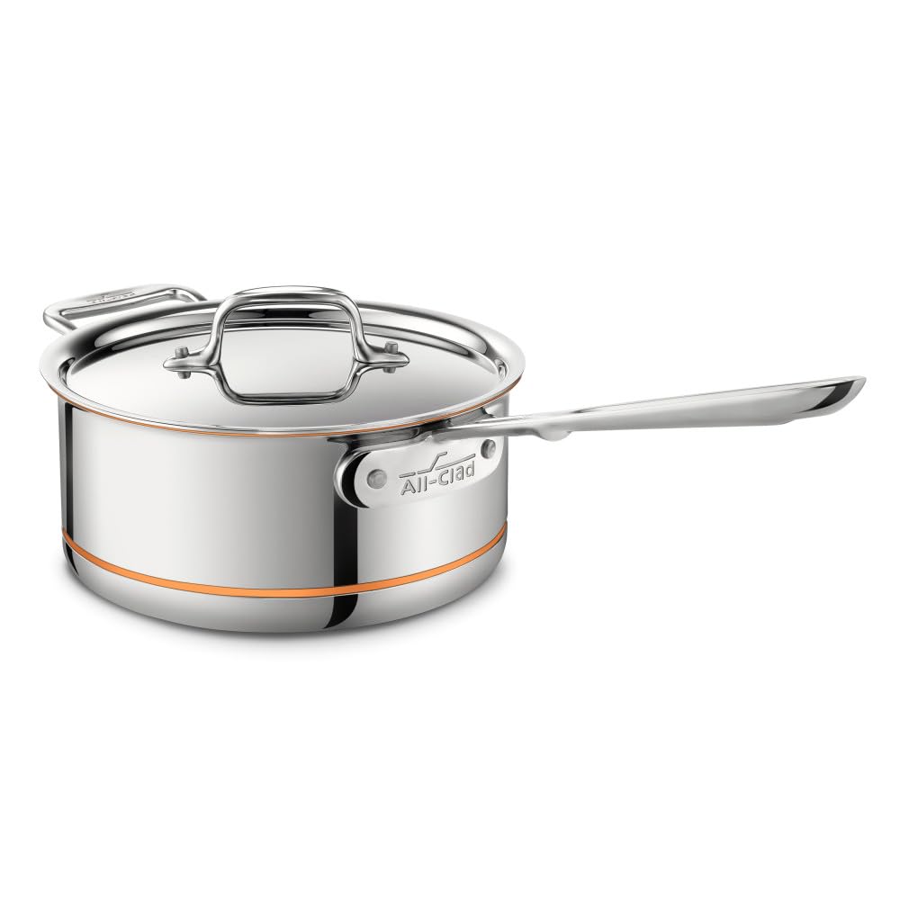 All-Clad Copper Core 5-Ply Stainless Steel Sauce Pan 3 Quart - Induction Compatible, Oven & Broiler Safe Up to 600°F - Premium Cookware Set for Professional Chefs & Home Cooking - Perfect for Sauces, Soups & Simmering