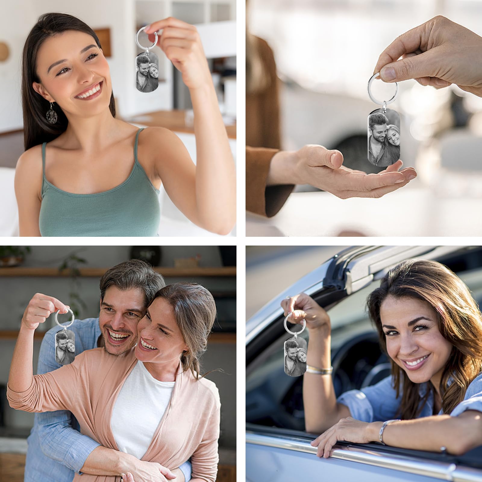Personalized Photo Keychain - Custom Engraved Keychain with Picture & Text - Unique Gift for Mom, Dad, Boyfriend - Perfect for Birthdays, Anniversaries & Special Occasions