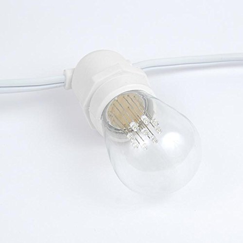 50 Socket 100ft E26 String Lights - Commercial Grade Outdoor Lighting for Backyard, Patio, Cafe & Restaurant Decor - White Wire (Bulbs Not Included) - Perfect for Weddings, Parties & Holiday Decorations