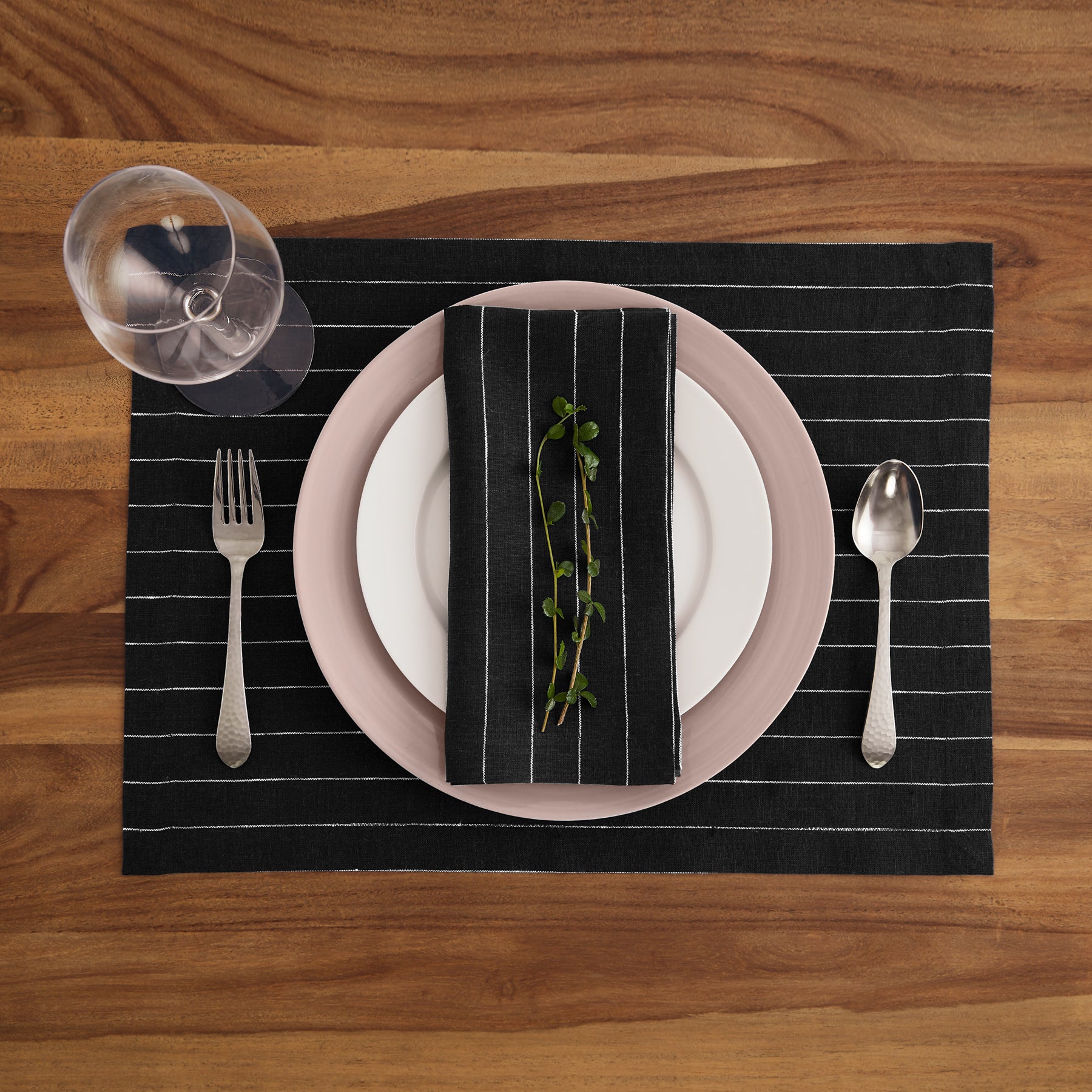 Elegant Pinstripe Placemats Set of 4 - Premium Cotton Table Mats for Formal Dining, Dinner Parties & Holiday Decor