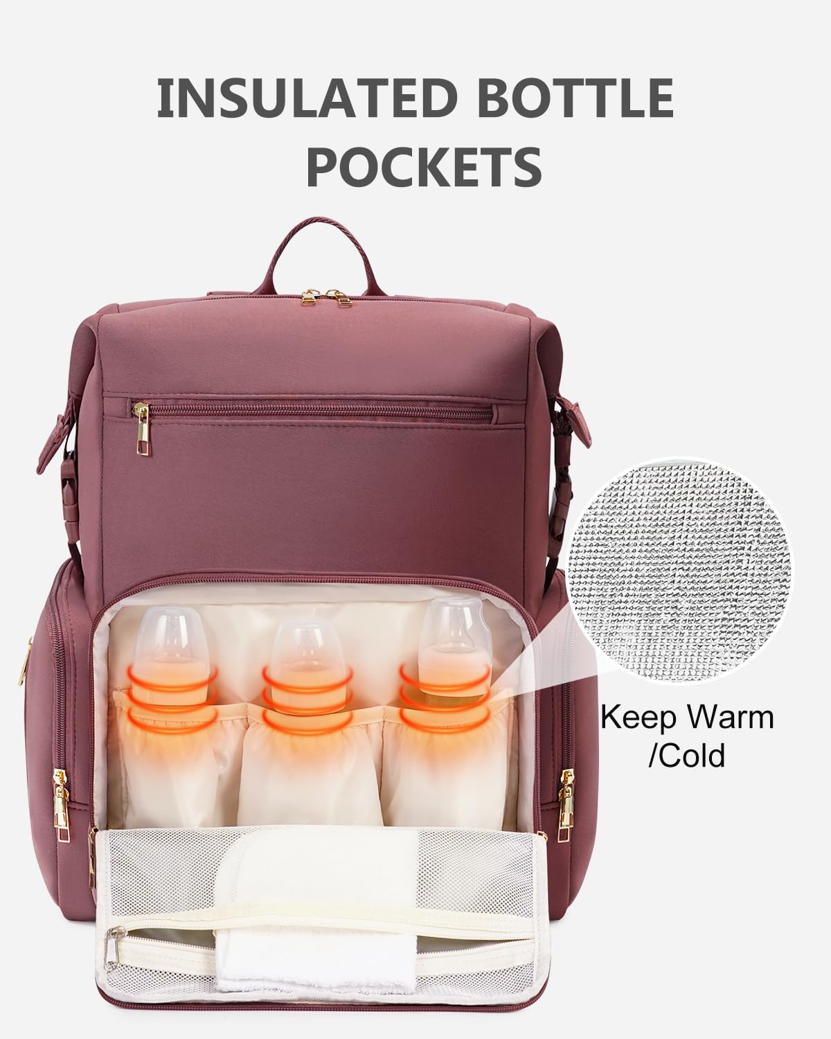 CEI-CEI Insulated Neoprene Diaper Backpack for Baby & Travel - Large Waterproof Maternity Bag with Changing Pad & Thermal Pockets | Perfect for Newborn Care, Daycare, Family Outings & Airplane Trips