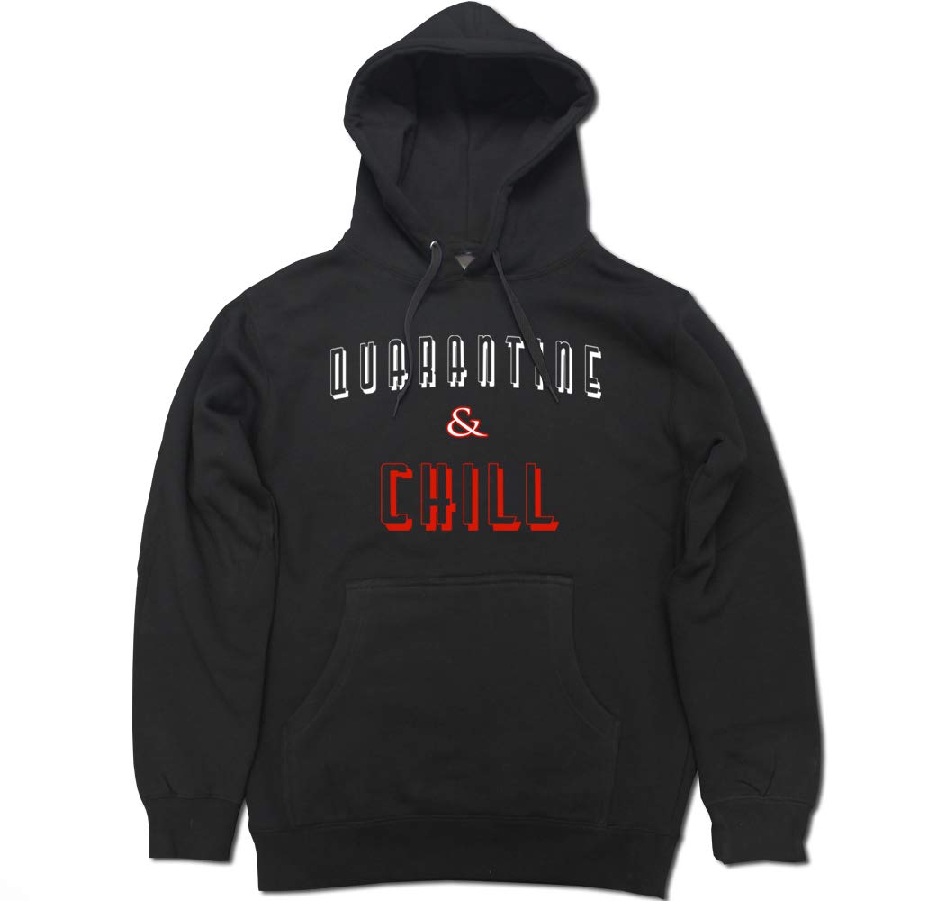 FTD Apparel Men's Quarantine and Chill Pullover Hoodie - Soft Fleece Sweatshirt with Kangaroo Pocket for Lounge Wear, Casual Outfits & Home Comfort