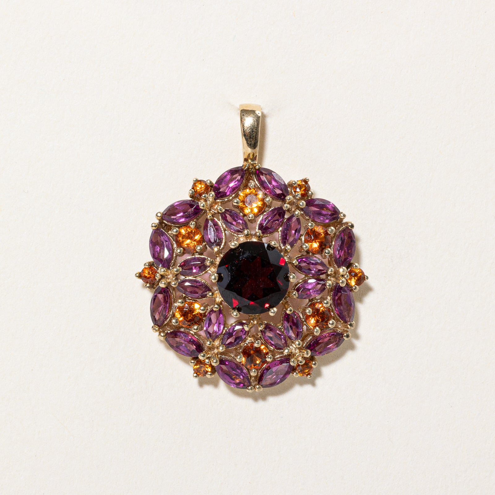 6.50ctw Garnet Floral Pendant Necklace - Elegant Vintage Jewelry for Women | Perfect Gift for Valentine's Day, Anniversary & Special Occasions