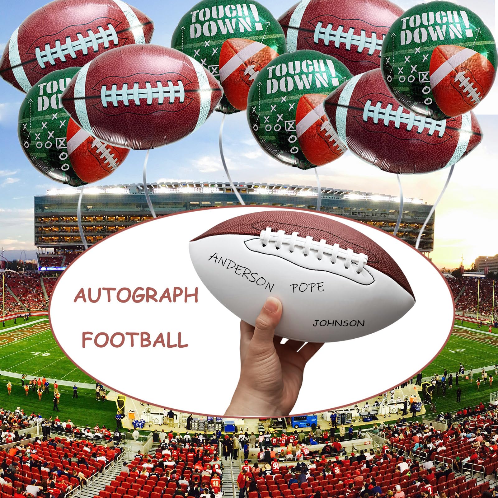 Official Size 9 Blank White American Football - 12 Inch Full Autograph Football with 2 White Panels | Custom Trophy for Rugby Games, Graduation Signing Ceremonies & Sports Memorabilia Collection