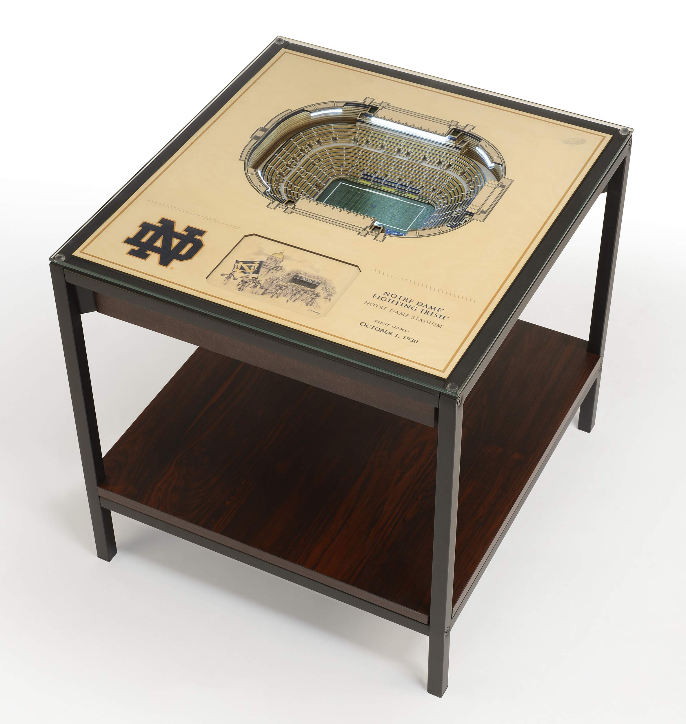 YouTheFan 25-Layer 3D LED Lighted End Table - NCAA Michigan Wolverines Themed Nightstand with Stadium Views - Perfect for Game Room, Man Cave & Sports Fan Bedroom Decor