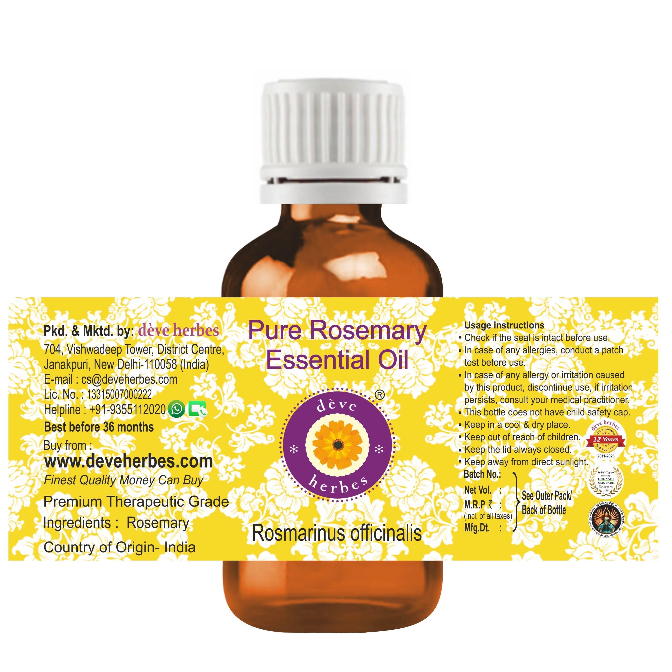 Organic Rosemary Essential Oil for Hair Growth - 100% Pure & Natural Rosmarinus Officinalis Oil - Non-Greasy, Lightweight Hair Treatment for Men & Women - Promotes Healthy Scalp & Thicker Hair - Perfect for DIY Hair Care & Aromatherapy - 2 Pack (15ml x 2)
