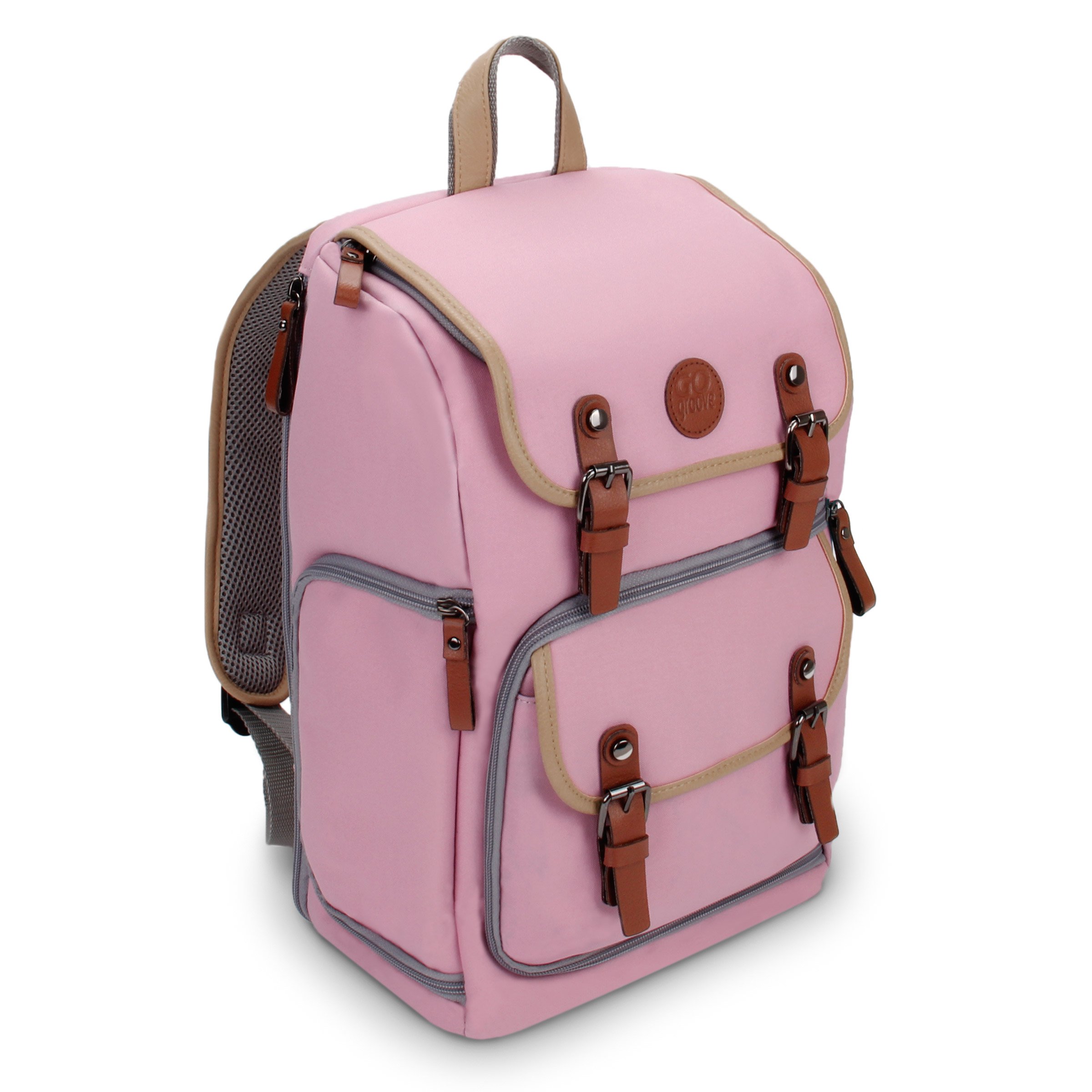 Professional DSLR/SLR/Mirrorless Camera Backpack with Tablet Compartment, Tripod Holder & Waterproof Rain Cover - Pink Mid-Size for Travel, Hiking & Outdoor Photography