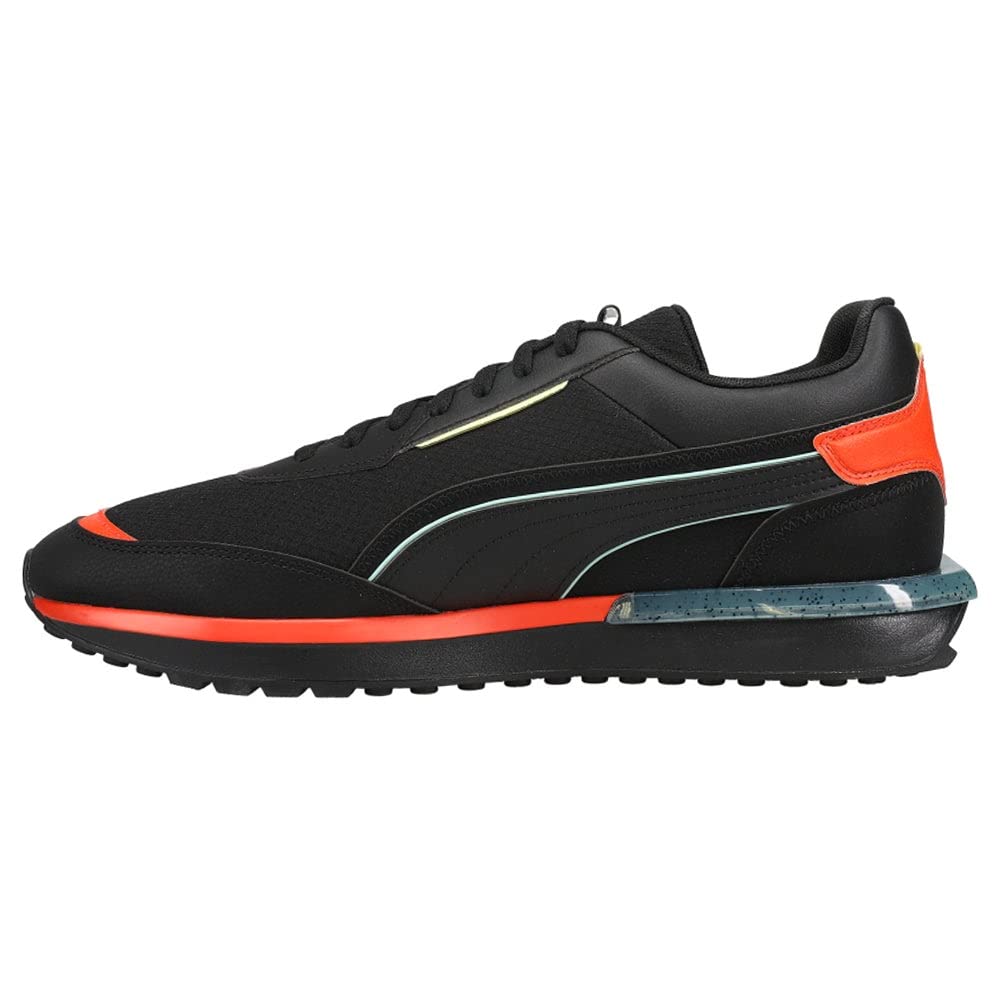 PUMA Men's City Rider Fr Lace Up Sneakers - Black Casual Shoes for Walking, Running & Everyday Wear