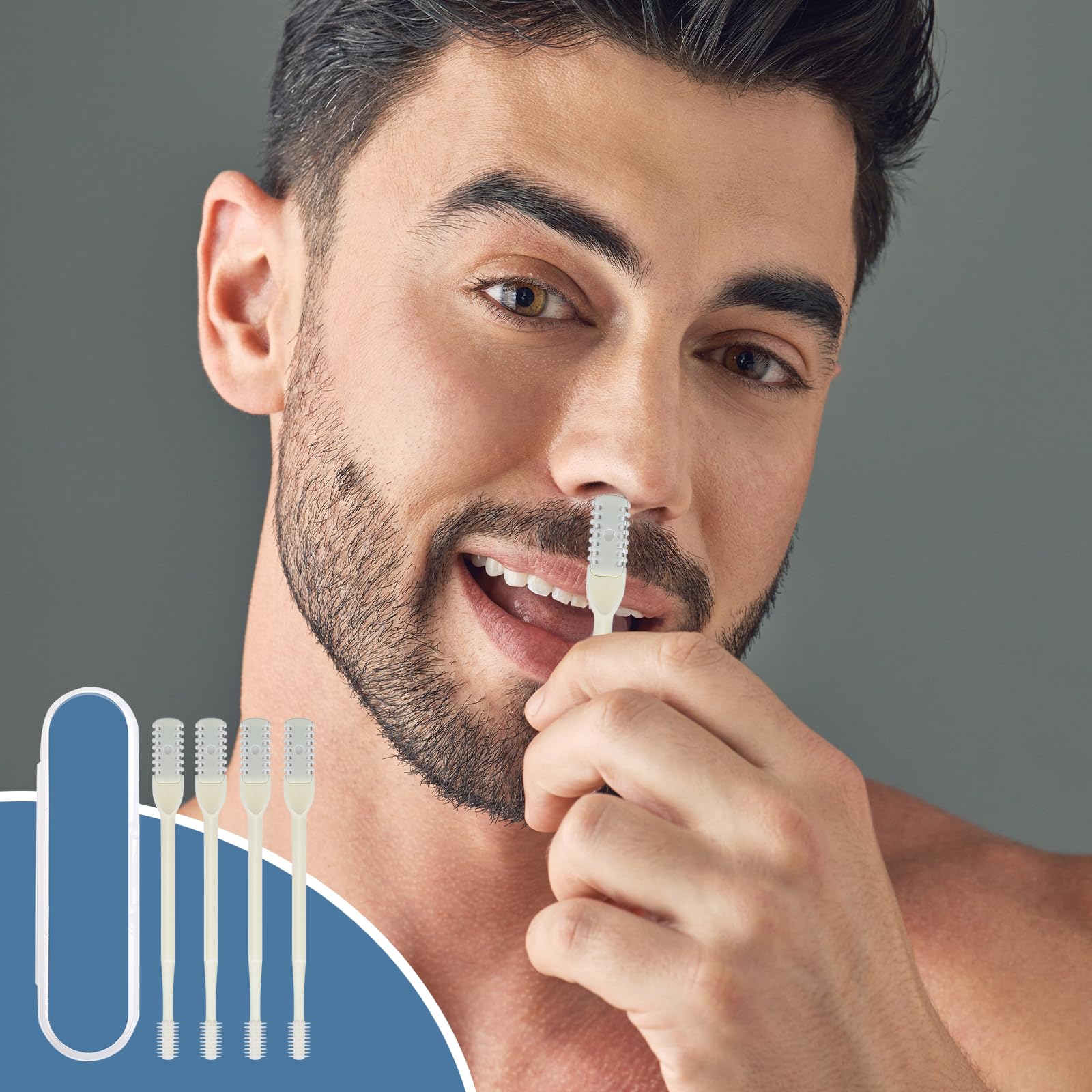 4Pcs 2-in-1 Nasal Hair Trimmer, Double Sided Nose Hair Clipper with 360° Rotation - Manual Nostril Hair Remover for Men & Women - Perfect for Travel, Grooming Kits & Personal Care