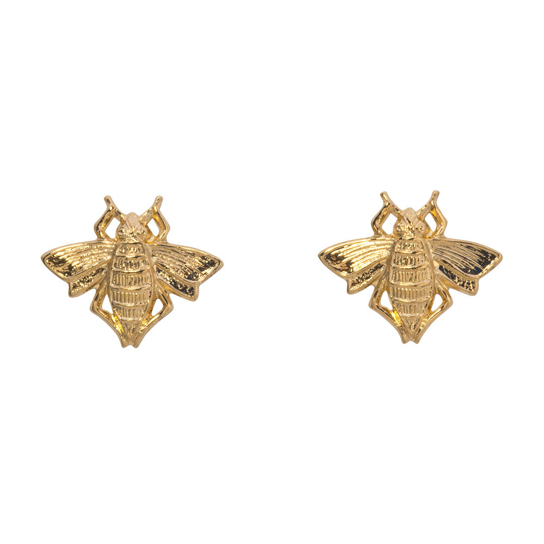 Goldbug Collection Bee Stud Earrings - 14K Gold Plated Cute Honeybee Jewelry for Women - Perfect for Everyday Wear, Gift Giving & Special Occasions