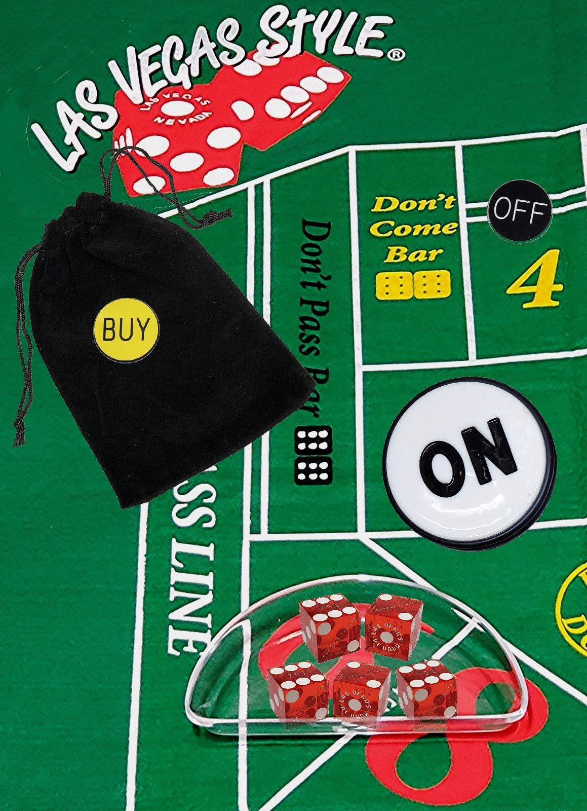 Premium Craps Starter Kit Set - Authentic Las Vegas Casino Dice with Clear Acrylic Dice Boat (Caesar's Palace Red Polished) | Perfect for Casino Night, Home Games & Gambling Enthusiasts