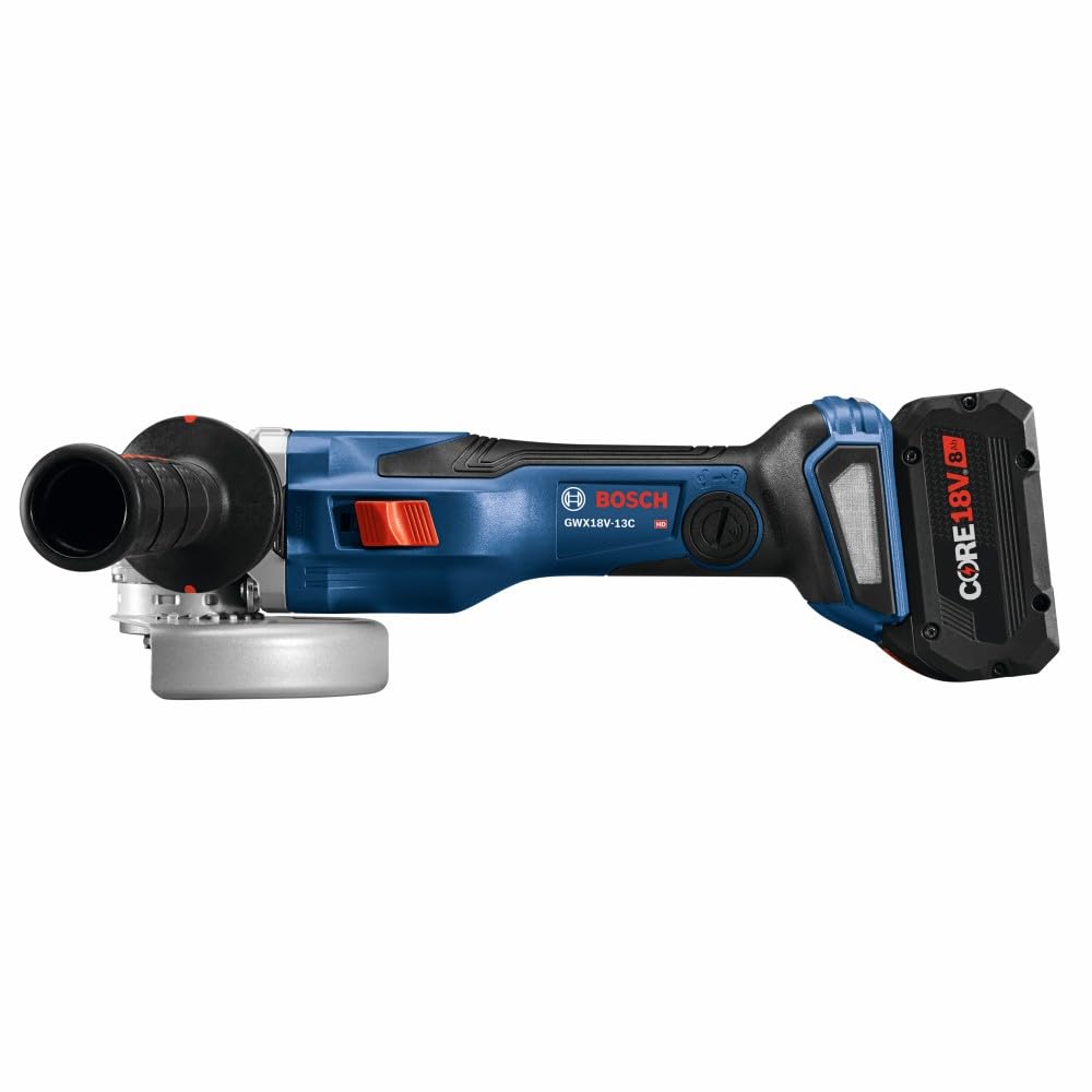 BOSCH GWX18V-13CB14 PROFACTOR™ 18V X-LOCK Cordless Angle Grinder Kit with CORE18V® 8Ah Battery - 5-6 Inch Cutting & Grinding Tool for Metal, Concrete & Tile | Professional Power Tool for Construction, Welding & DIY Projects