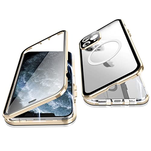 Jonwelsy iPhone 11 Pro Case - 360° Dual Protection Magnetic Bumper with Magsafe Compatibility, Tempered Glass Front & Frosted PC Back Cover for iPhone 11 Pro 5.8