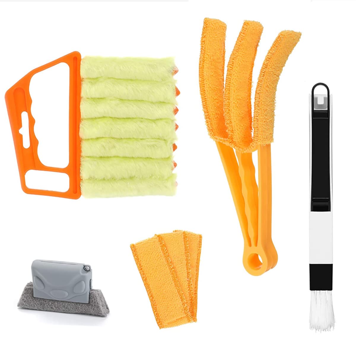 5-Pack Window Venetian Blind Cleaner Duster Tool - Handheld Window & Door Track Cleaning Brush with Long Handle - Perfect for Shutters, Air Conditioners, Car Vents, Keyboards & Hard-to-Reach Areas - Ideal for Home, Office & Car Cleaning