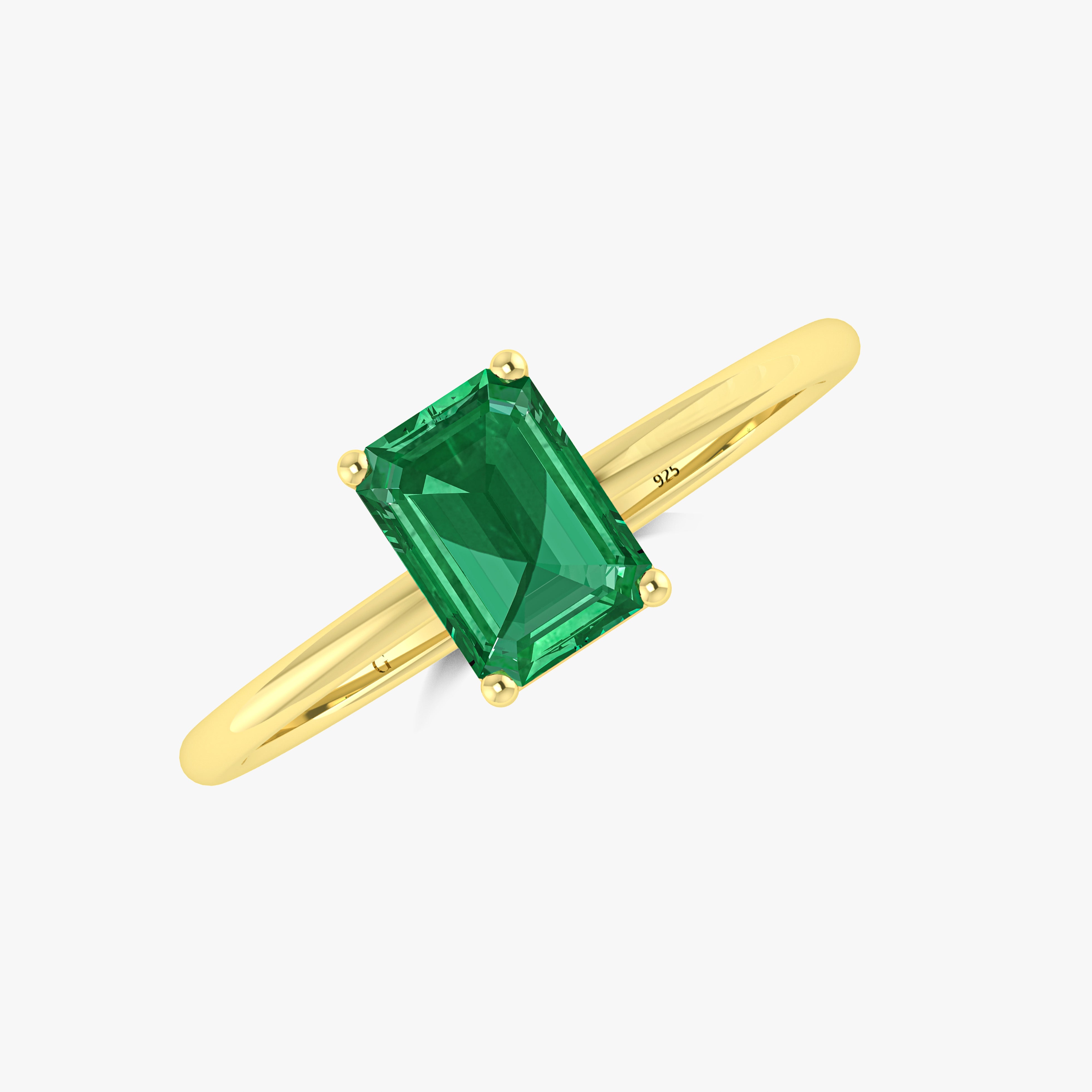 Green Emerald Faceted Cut Gemstone Ring for Women | Elegant Jewelry Gift for Birthday, Anniversary & Special Occasions