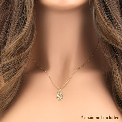 14K Yellow Gold Owl Pendant Necklace - Elegant Animal Jewelry for Women - Perfect Gift for Birthdays, Anniversaries & Special Occasions