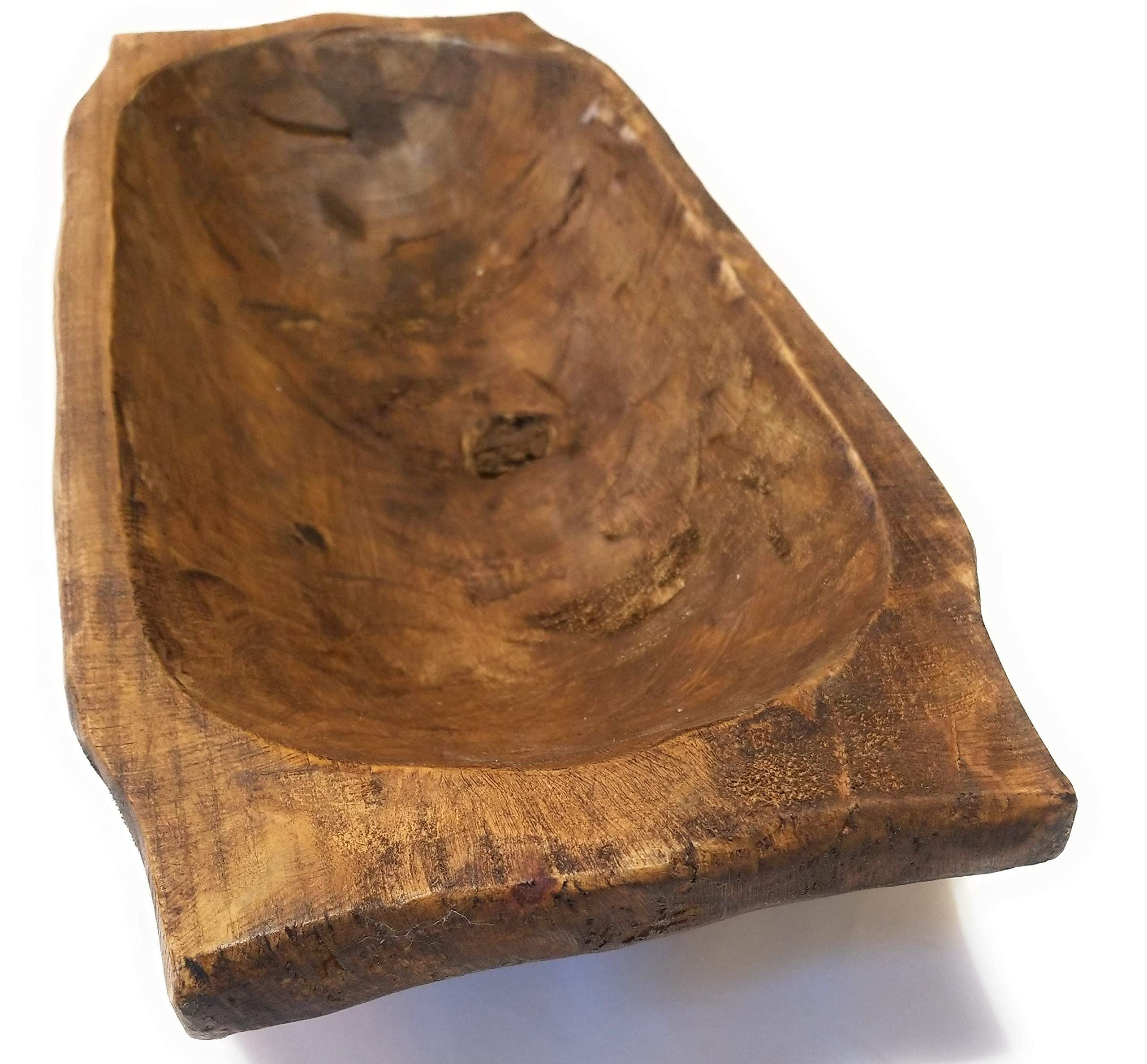 Rustic Big Horn Wooden Decorative Bowl - Handcrafted Dough Bowl for Farmhouse Decor - Perfect for Centerpieces, Fruit Display & Rustic Home Decor