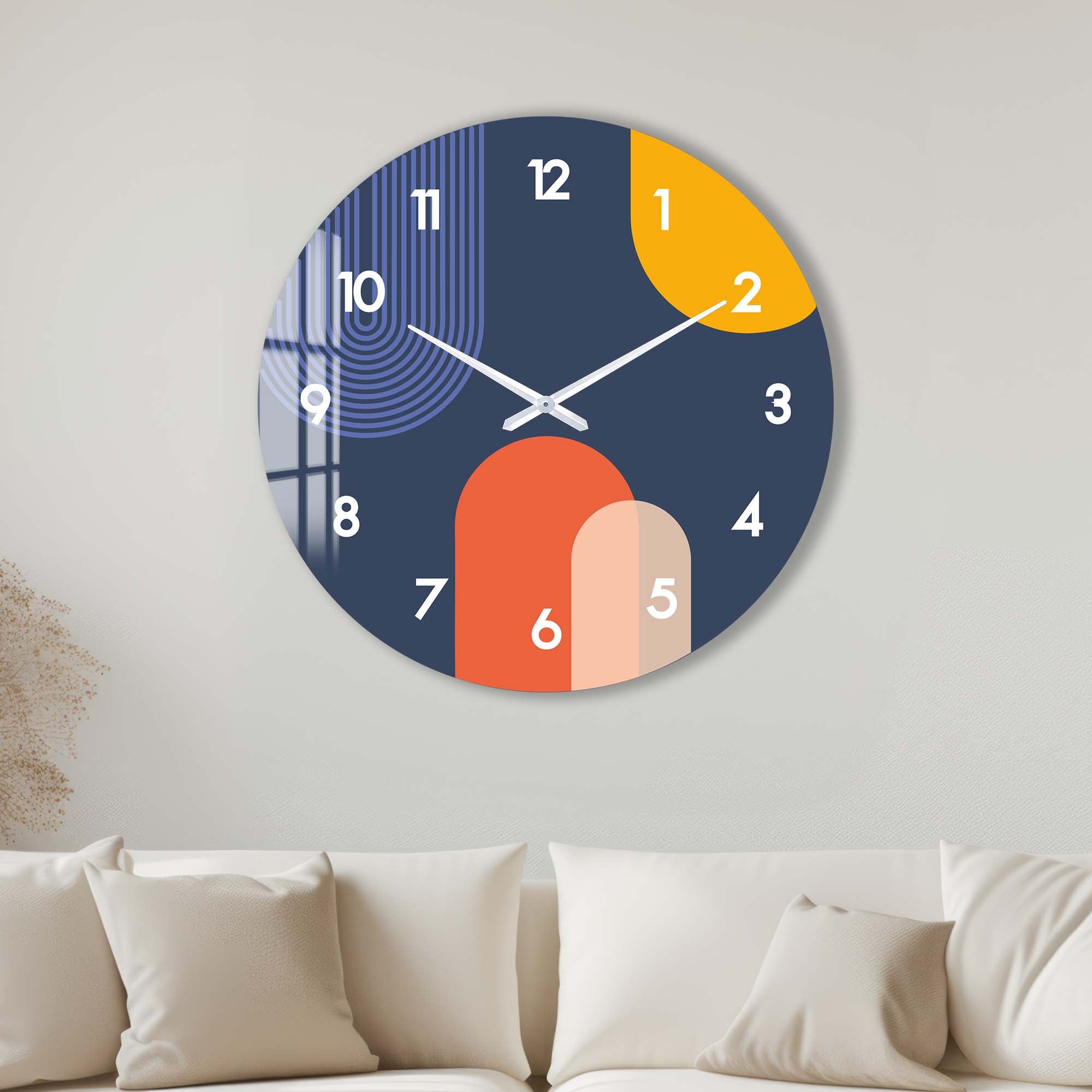Puffy Glass Wall Clock - Modern Large Round Silent Non-Ticking Decorative Clock for Living Room, Bedroom, Office | Perfect Home & Office Decor Gift Idea