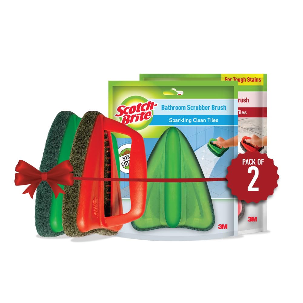 Scotch-Brite Heavy Duty Bathroom Scrubber & Jet Tough Cleaning Brush - 2 Pack Multi-Color Set for Deep Cleaning Tubs, Tiles, Sinks & Tough Stains