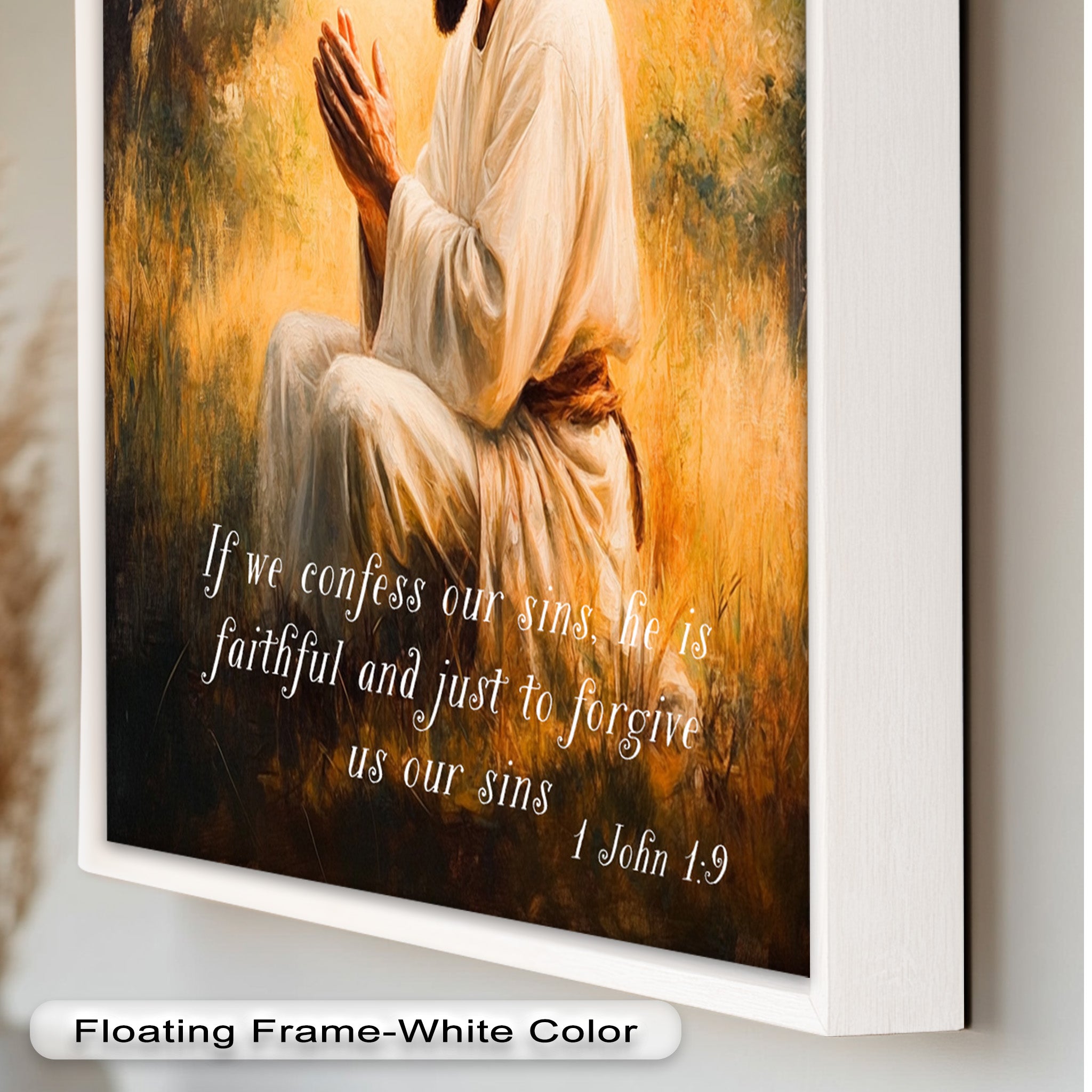 1 John 1:9 Bible Verse Oil Painting - Christian Scripture Wall Art for Home Decor, Church & Prayer Room - Divine Forgiveness Scripture Artwork