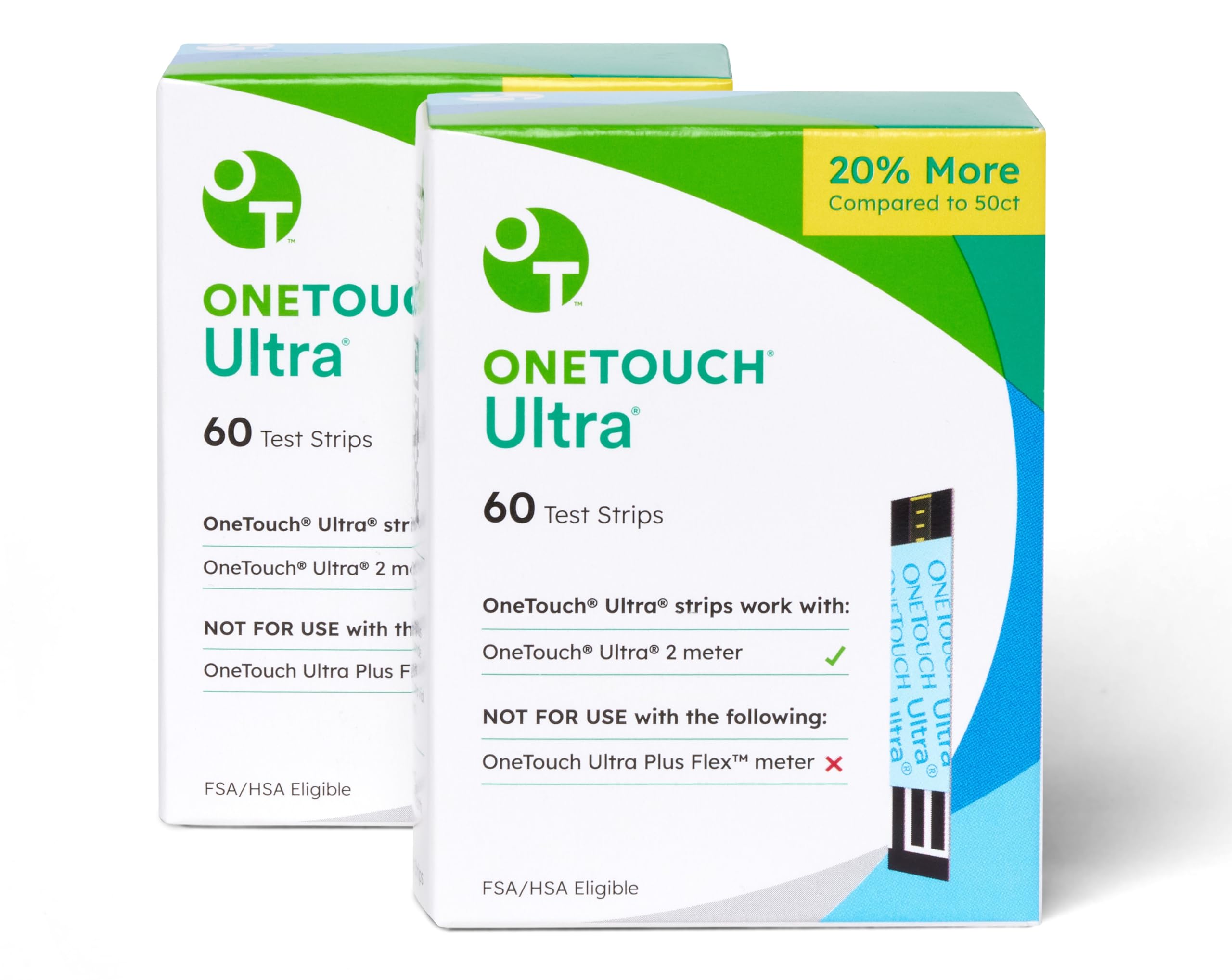 OneTouch Ultra Blood Glucose Test Strips - 120 Count (2 x 60 Strips) | Accurate Diabetic Testing Supplies for Diabetes Management | Compatible with OneTouch Glucose Meters | Home Use & Travel Friendly
