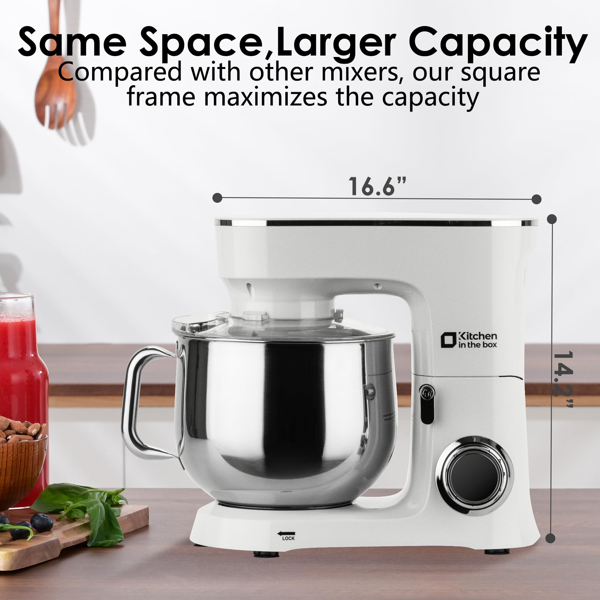 **900W 8.5 QT Stand Mixer - 10-Speed Tilt-Head Electric Kitchen Mixer with Dough Hook, Wire Whip & Flat Beater - Large Capacity Food Mixer with Splash Guard (White) - Perfect for Baking, Whipping Cream & Kneading Dough**