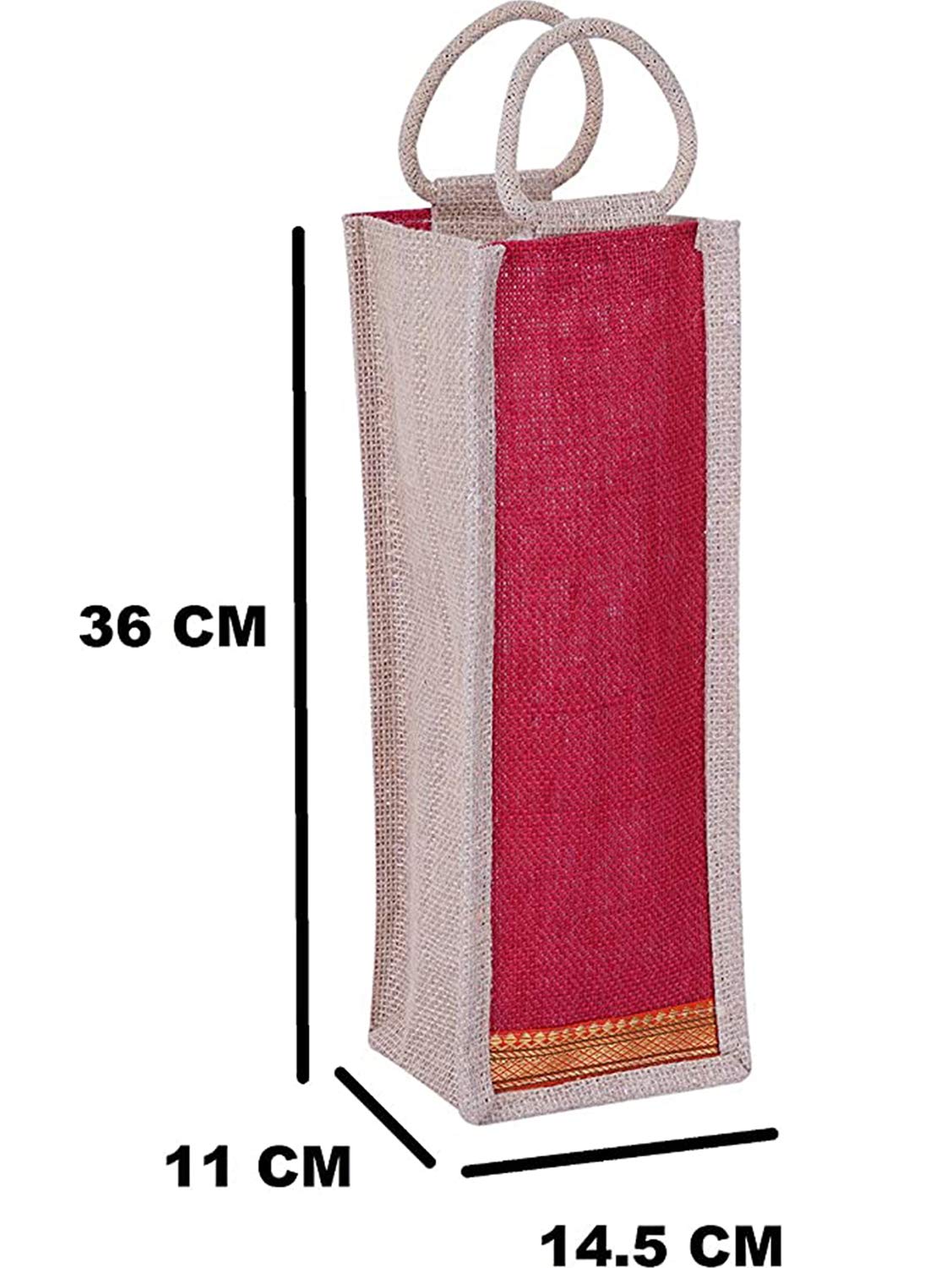 CSM® Eco-Friendly Jute Wine Bottle Carrier Bag - Reusable 2.5L Bottle Holder for Picnics, Parties & Gifting | Sustainable Natural Fiber Gift Packaging