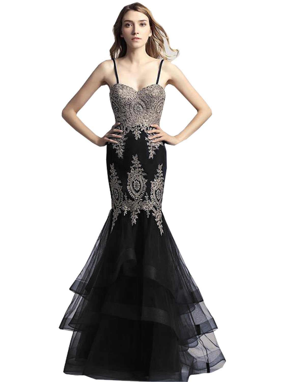 Sarahbridal Women's Long Sequin Applique Formal Prom Dresses 2022 - Elegant Evening Ball Gowns for Homecoming, Wedding Guest & Special Occasions