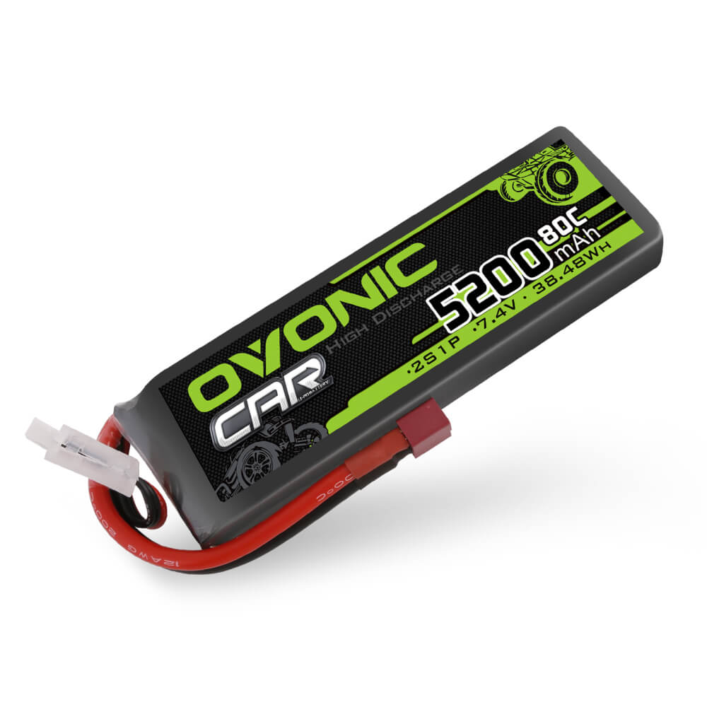 Ovonic 80C 2S1P 5200mAh 7.4V High Performance LiPo Battery with Deans Plug for RC Cars, Drones, and RC Boats - Perfect for Racing, Off-Roading, and Hobbyist Use