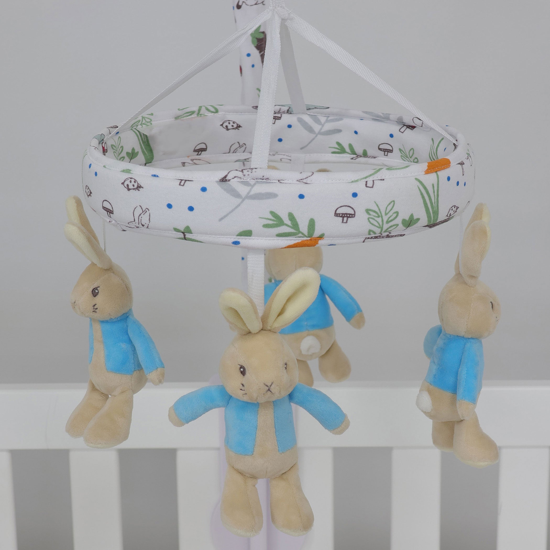 Peter Rabbit 'New Adventure' Musical Mobile - Blue Baby Crib Toy for Nursery Decor & Soothing Newborns to Sleep