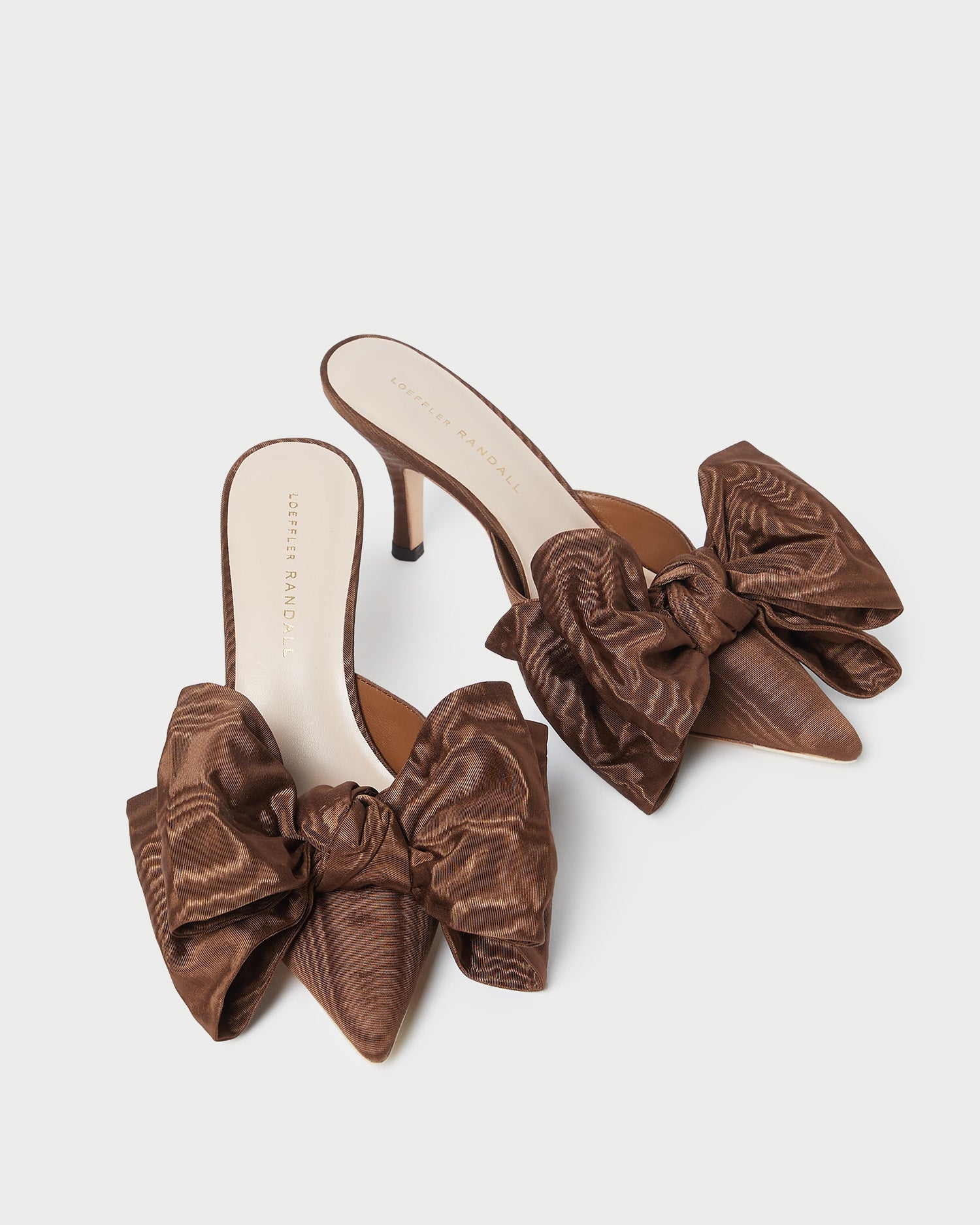 Margot Chocolate Moiré Bow Mule - Elegant Women's Slippers for Home, Office & Special Occasions