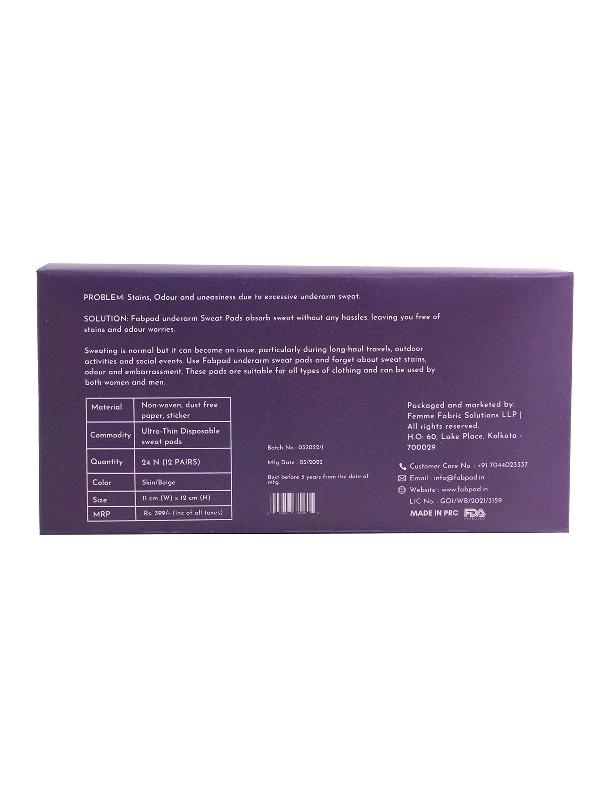 FabPad Disposable Underarm Sweat Pads for Men & Women - 24 Pack | Odor & Sweat Protection | Comfortable & Breathable | Perfect for Workouts, Business Attire & Daily Use
