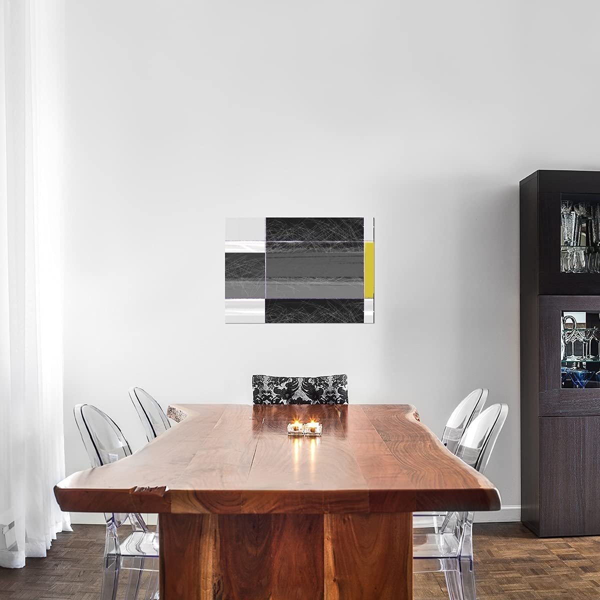 Abstract Grey and Yellow Stretched Canvas Wall Art - 15.6x22 Inches - Modern Home & Office Decor - Bentley Global Arts Group Naxart Studio - Perfect for Living Room, Bedroom or Gallery Display